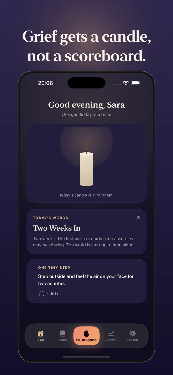 Aftermath candle screen for remembering someone you lost