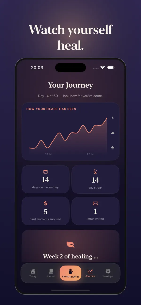 Aftermath journey screen showing progress through the program