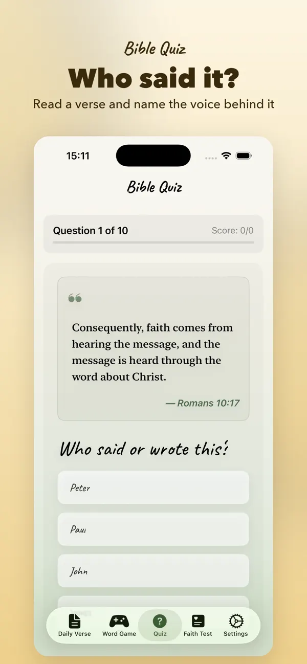 Bible: Test Your Faith app screenshot